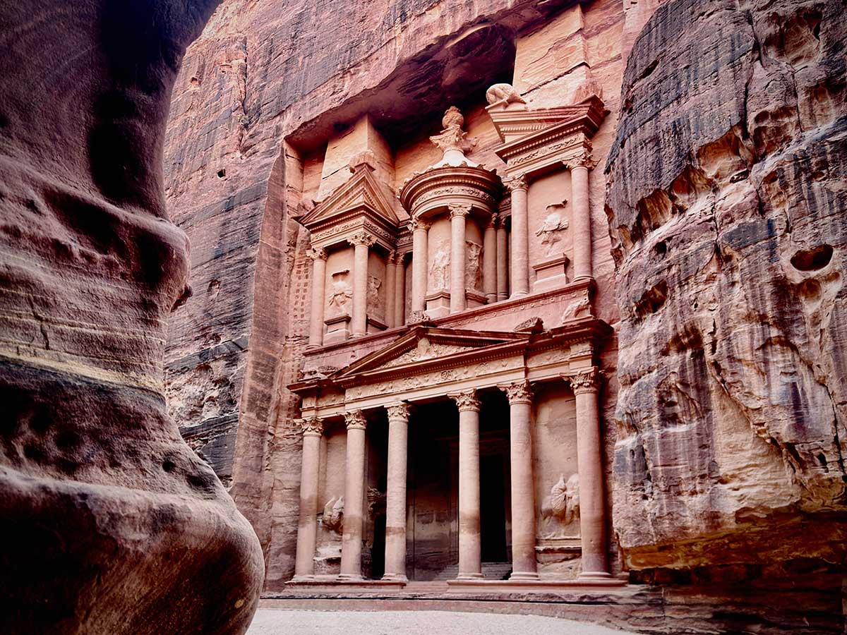 Jordan holidays from Australia — the Treasury at Petra glowing in the sun