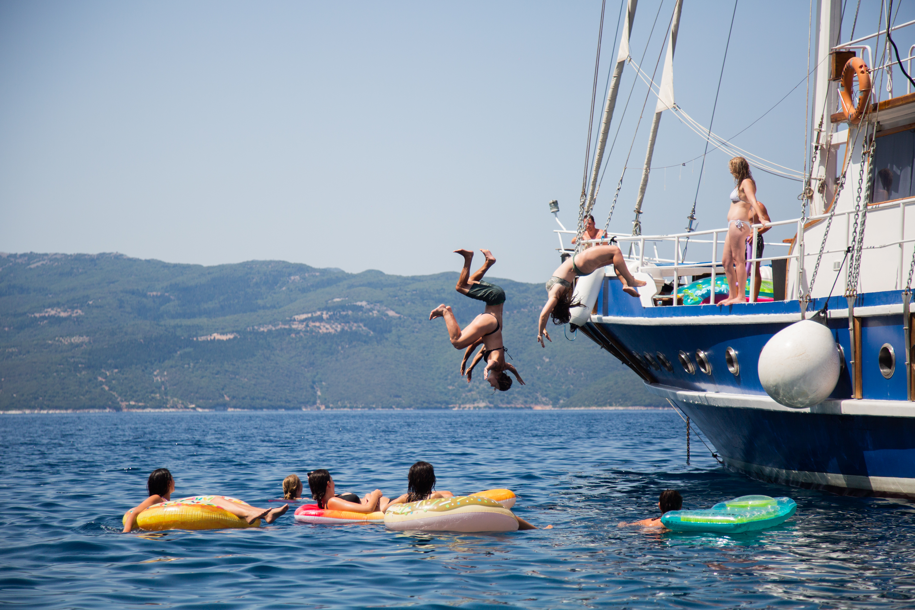 Young and fun Mykonos party cruise through the Greek Cyclades islands
